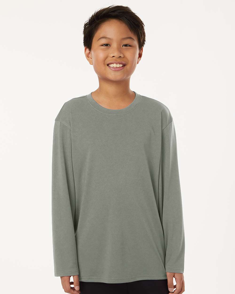 Youth Pro-Lock Performance Long Sleeve T-Shirt - OnModelFront - B00996102 - Greystone