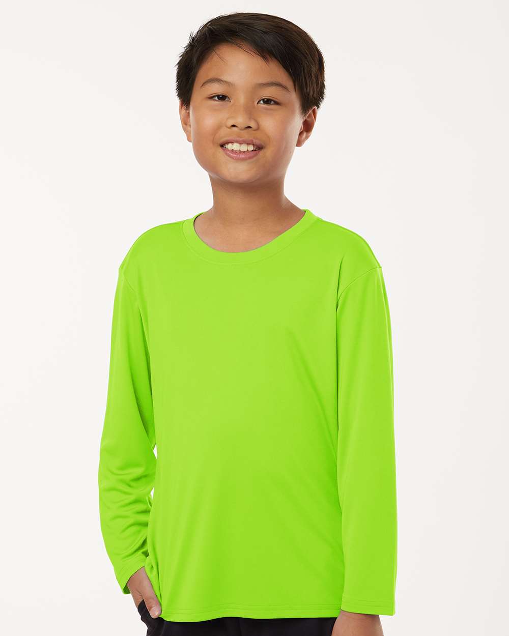 Youth Pro-Lock Performance Long Sleeve T-Shirt - OnModelFront - B00996172 - Lime