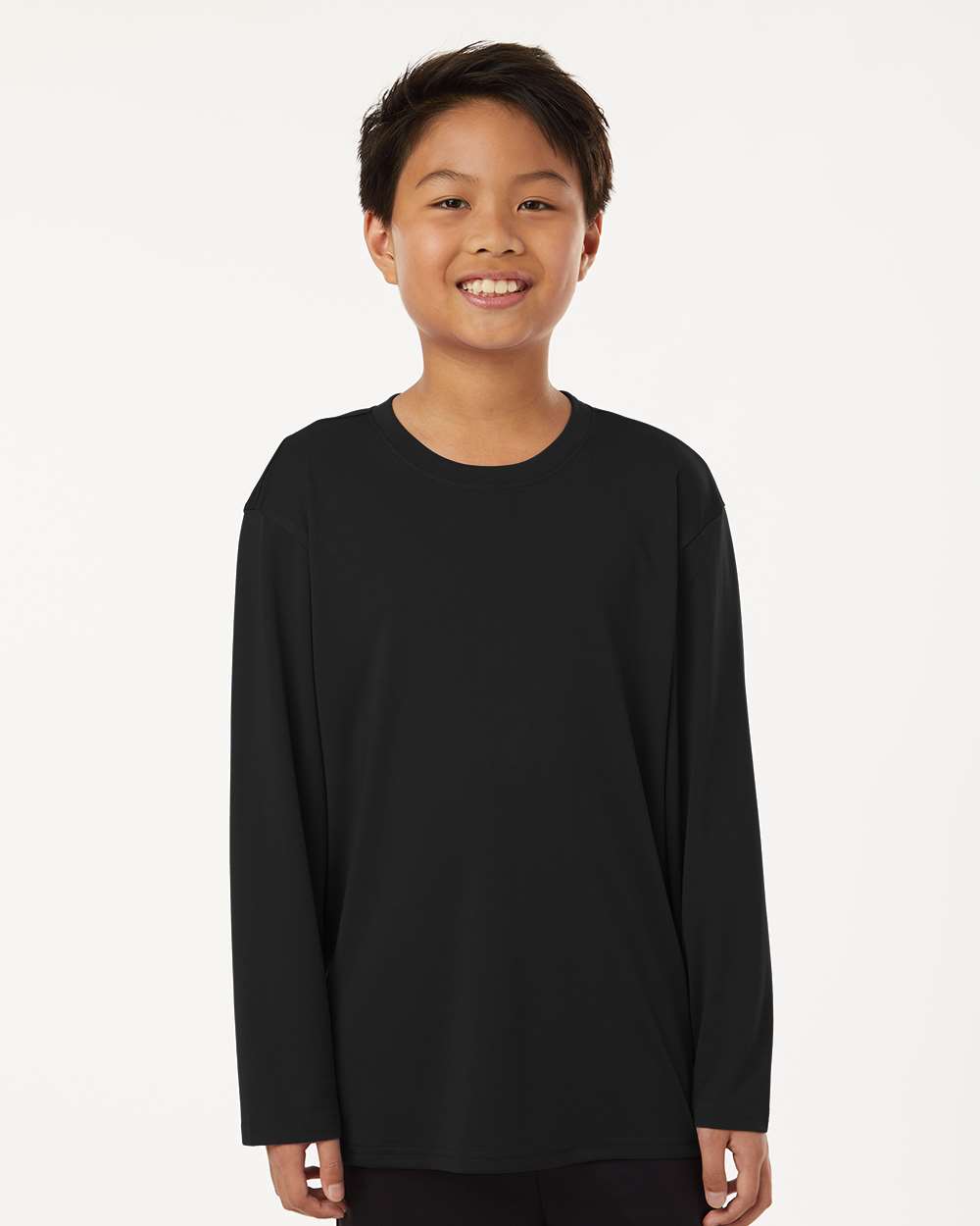 Youth Pro-Lock Performance Long Sleeve T-Shirt - OnModelFront - B00996502 - Black