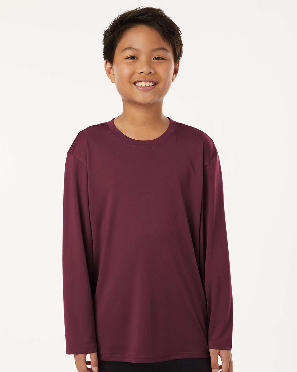 Youth Pro-Lock Performance Long Sleeve T-Shirt - OnModelFront - B00996532 - Maroon