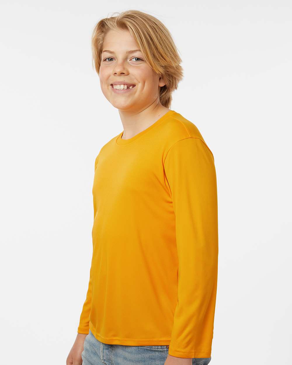 Youth Pro-Lock Performance Long Sleeve T-Shirt - OnModelSide - B00996122 - Gold