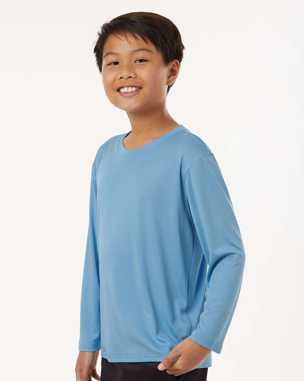 Youth Pro-Lock Performance Long Sleeve T-Shirt - OnModelSide - B00996252 - Carolina Blue