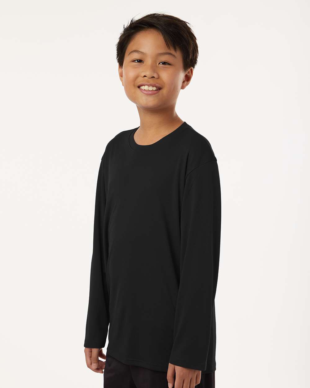 Youth Pro-Lock Performance Long Sleeve T-Shirt - OnModelSide - B00996502 - Black