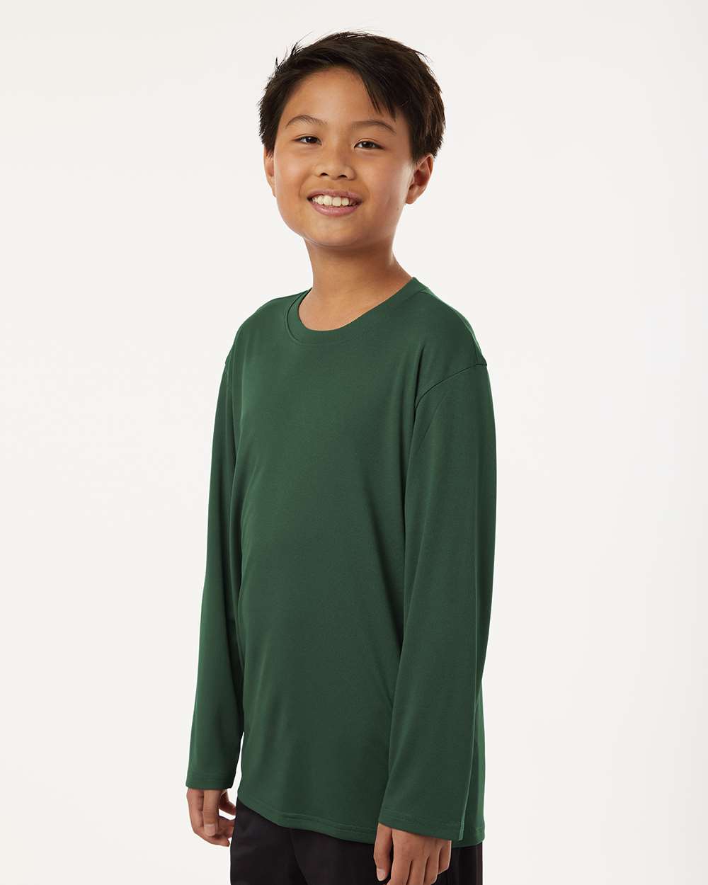 Youth Pro-Lock Performance Long Sleeve T-Shirt - OnModelSide - B00996542 - Forest Green