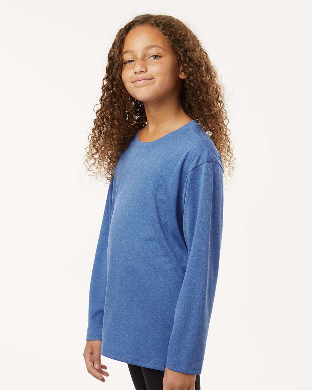 Youth Pro-Lock Performance Long Sleeve T-Shirt - OnModelSide - B00996752 - Heather Royal