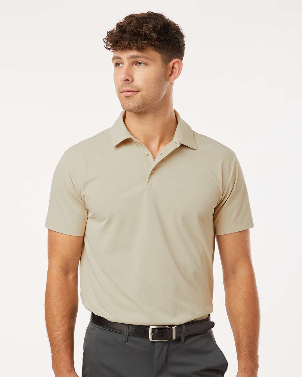 Men's Pro-Flex Sorona® Polo - OnModelFront - B01496242 - Sand