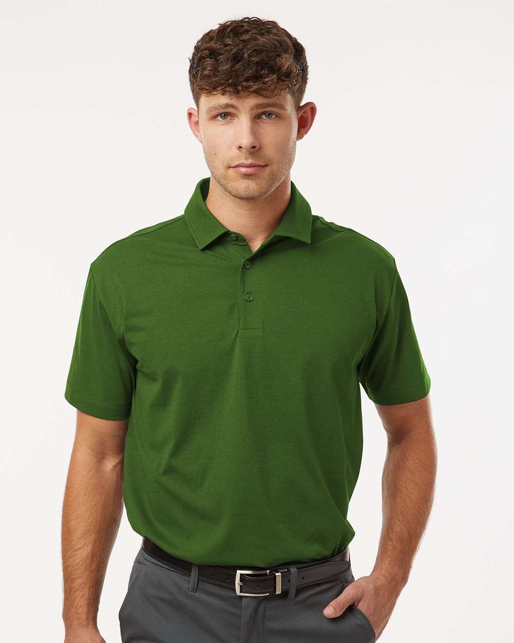 Men's Pro-Flex Sorona® Polo - OnModelFront - B01496542 - Olive Green