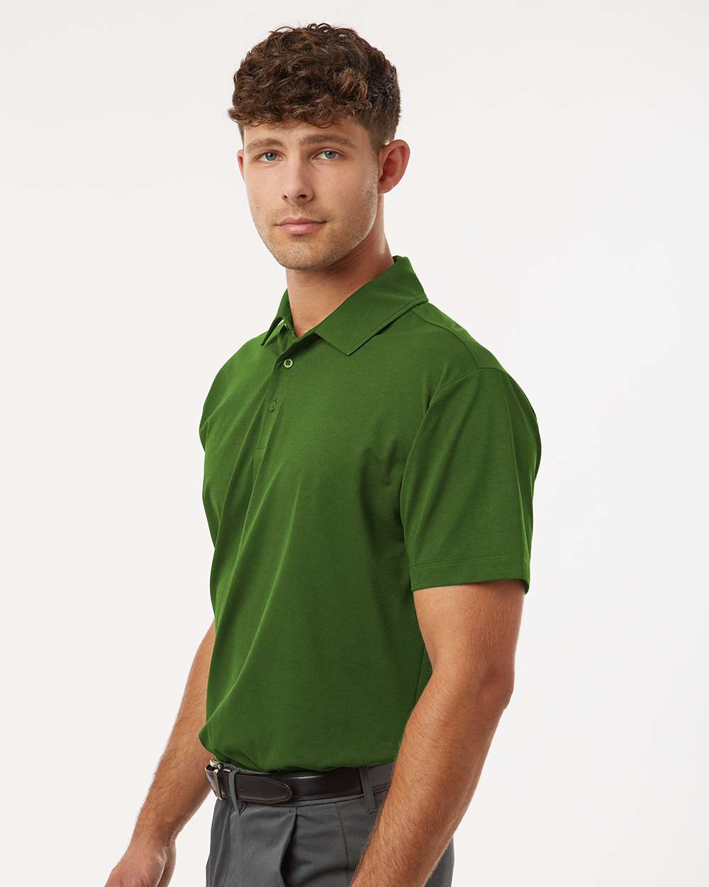 Men's Pro-Flex Sorona® Polo - OnModelSide - B01496542 - Olive Green
