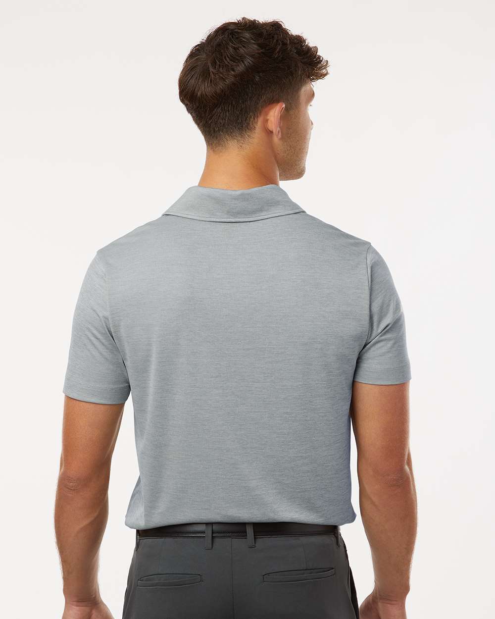 Men's Performance Mélange Polo - OnModelBack - B01696002 - Silver Melange