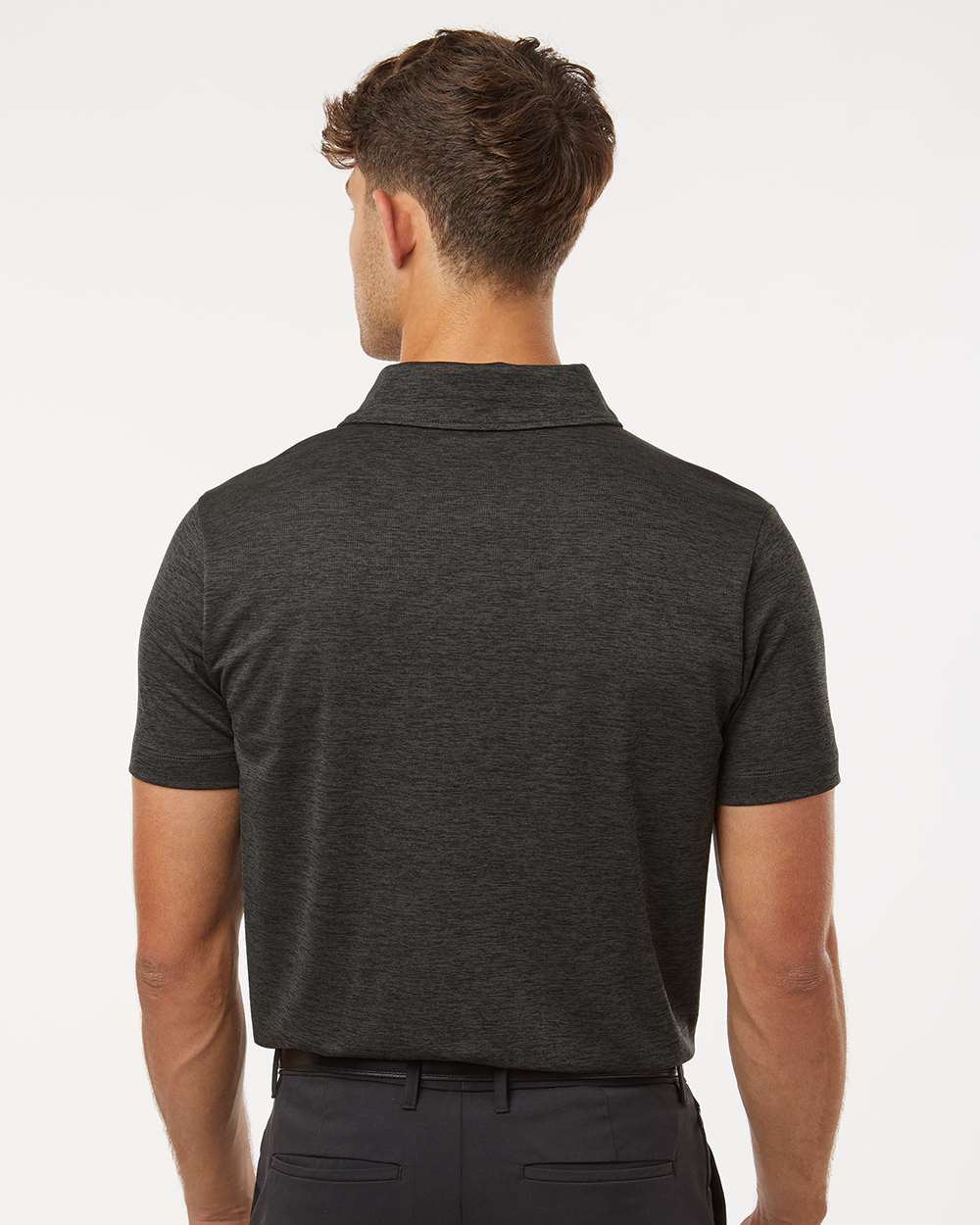 Men's Performance Mélange Polo - OnModelBack - B01696502 - Black Melange