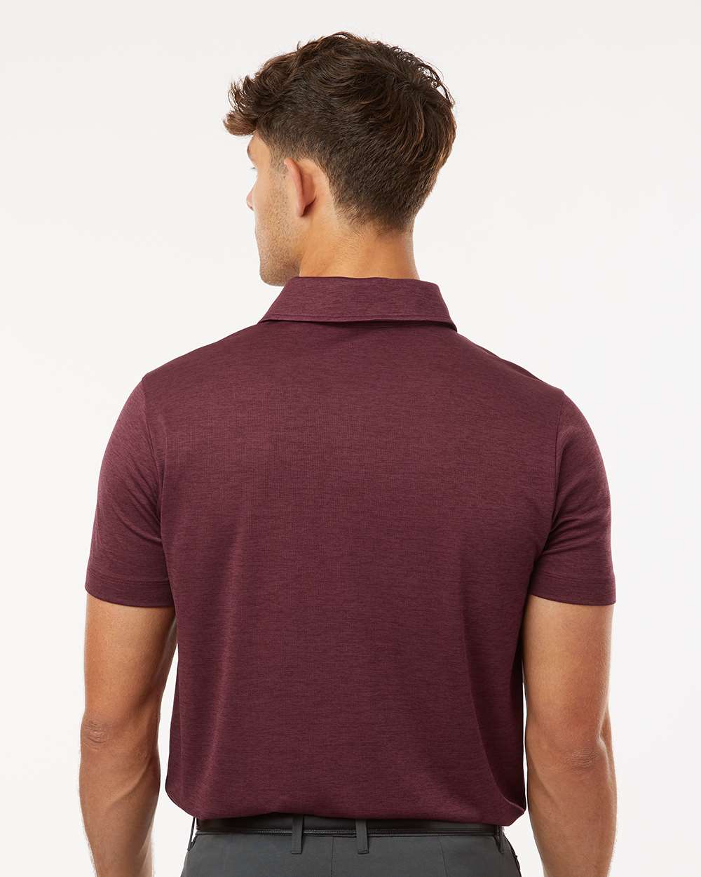Men's Performance Mélange Polo - OnModelBack - B01696532 - Maroon Melange