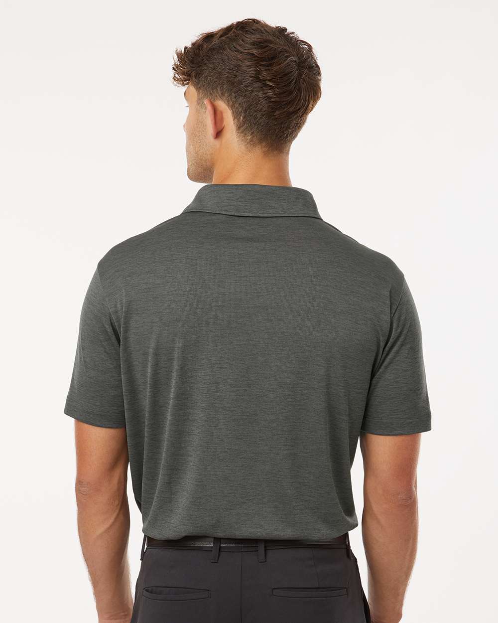 Men's Performance Mélange Polo - OnModelBack - B01696592 - Charcoal Melange