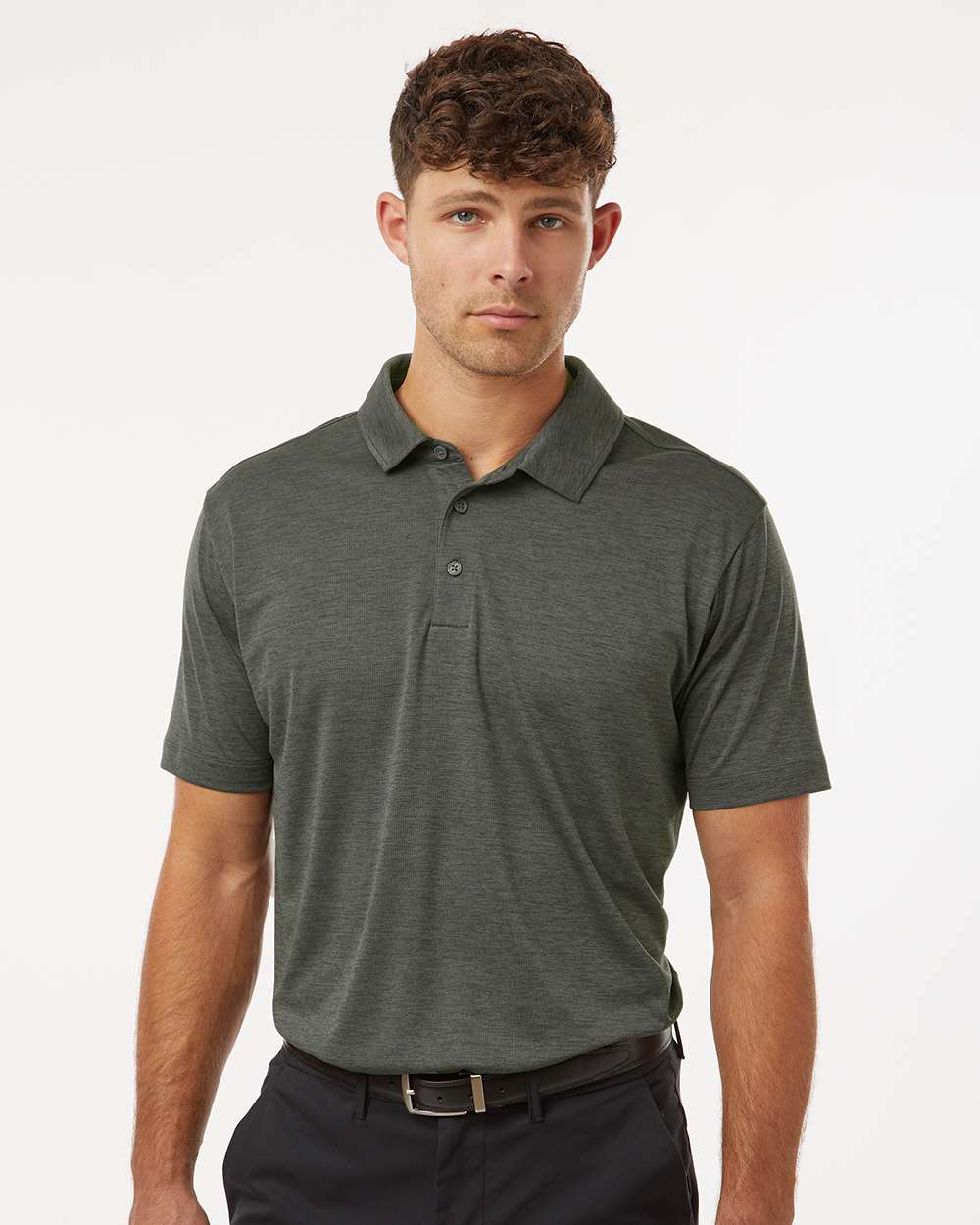 Men's Performance Mélange Polo - OnModelFront - B01696592 - Charcoal Melange