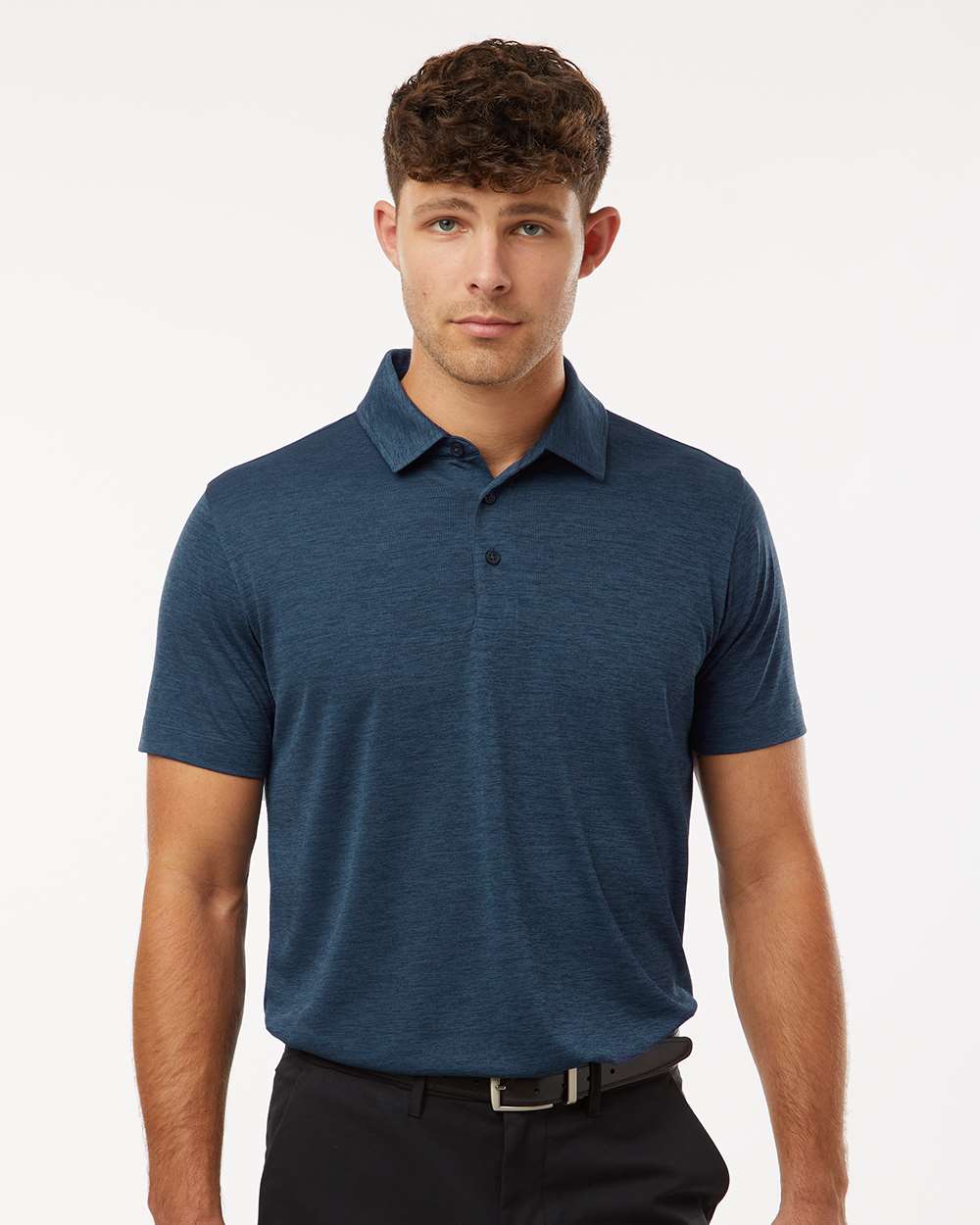 Men's Performance Mélange Polo - OnModelFront - B01696652 - Navy Melange