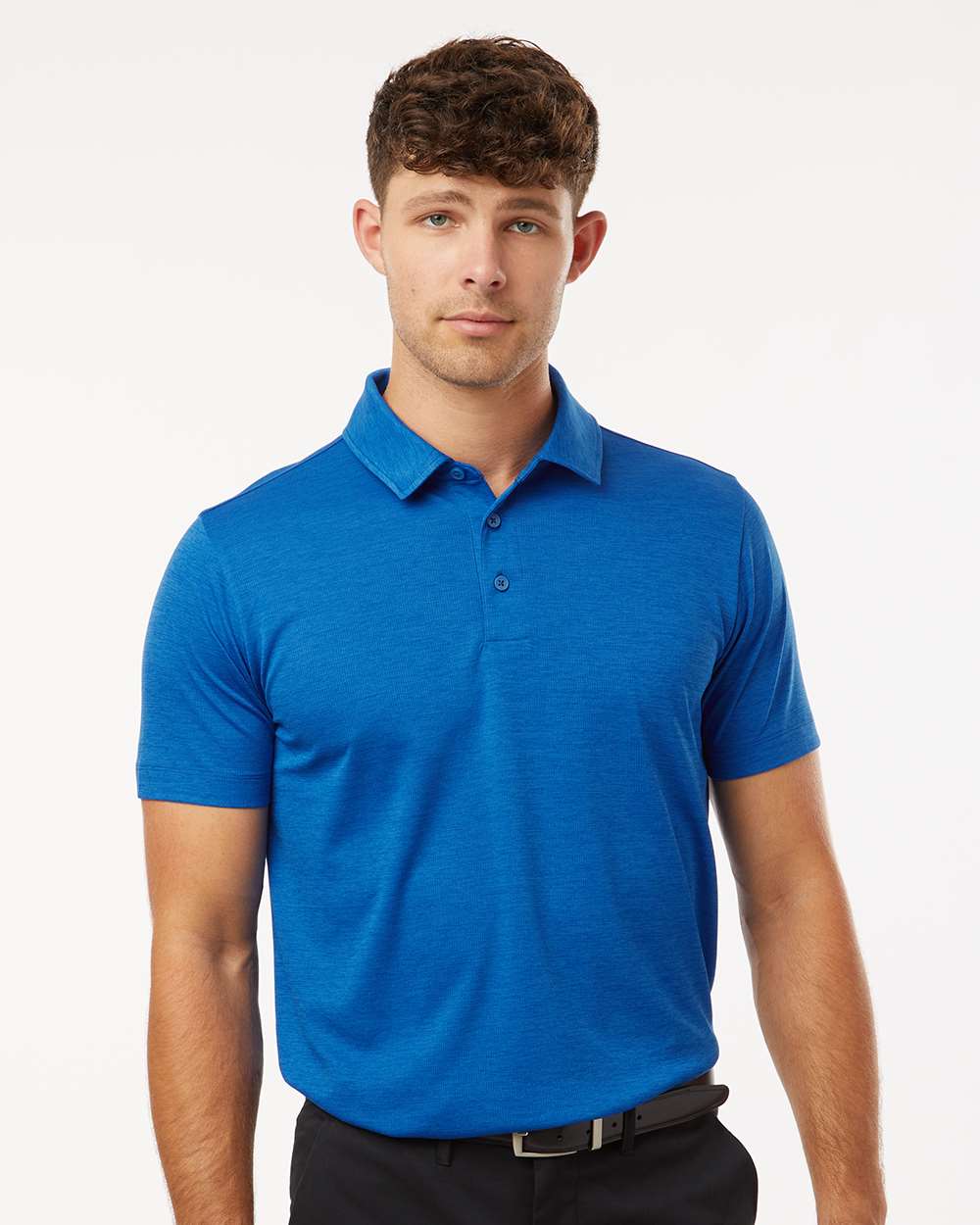 Men's Performance Mélange Polo - OnModelFront - B01696752 - Royal Melange