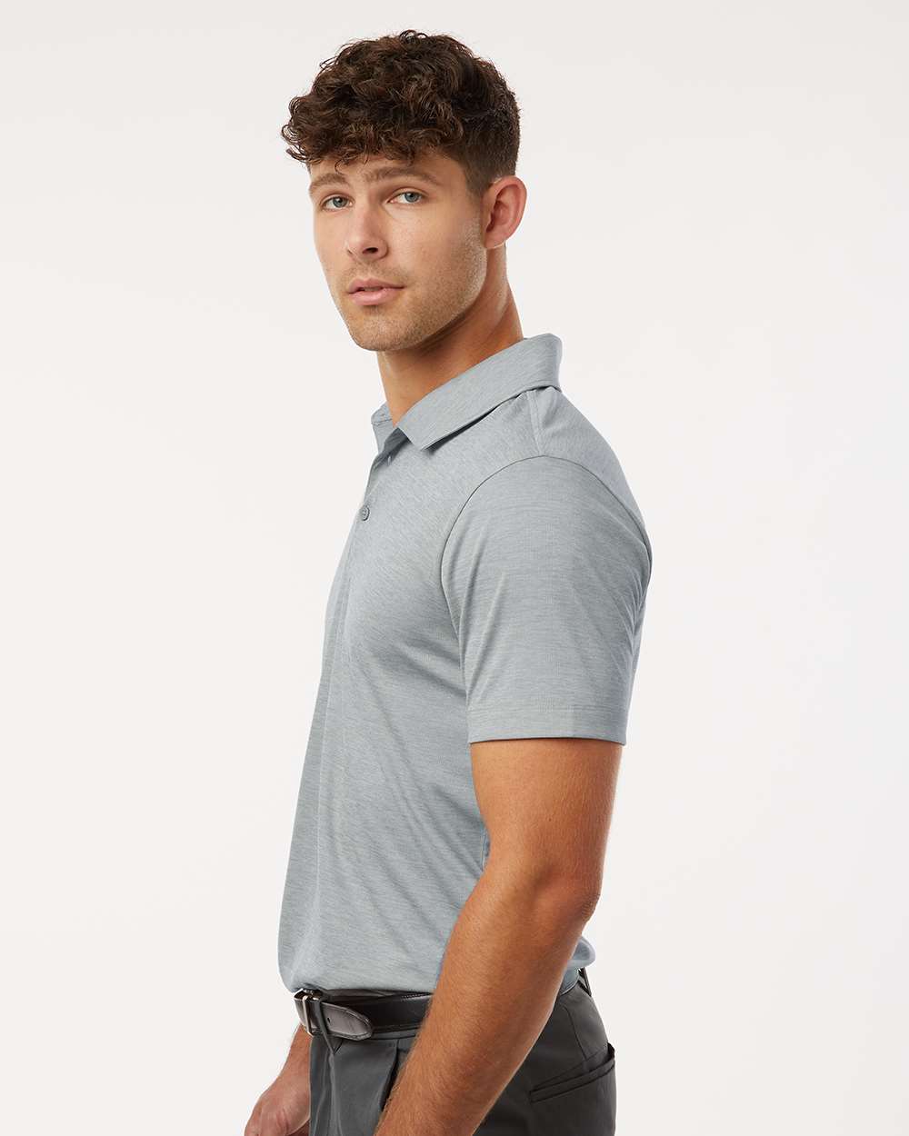 Men's Performance Mélange Polo - OnModelSide - B01696002 - Silver Melange