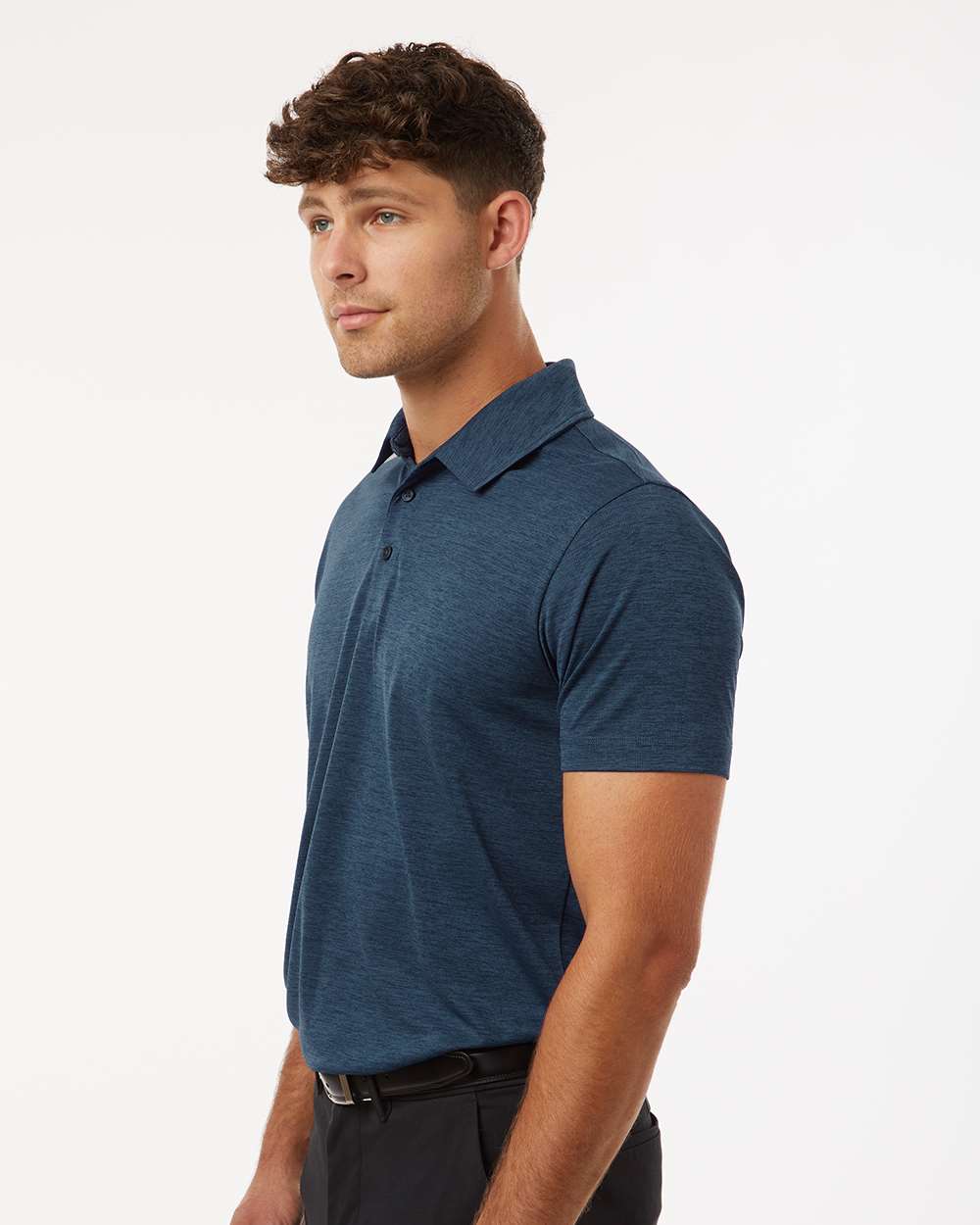 Men's Performance Mélange Polo - OnModelSide - B01696652 - Navy Melange