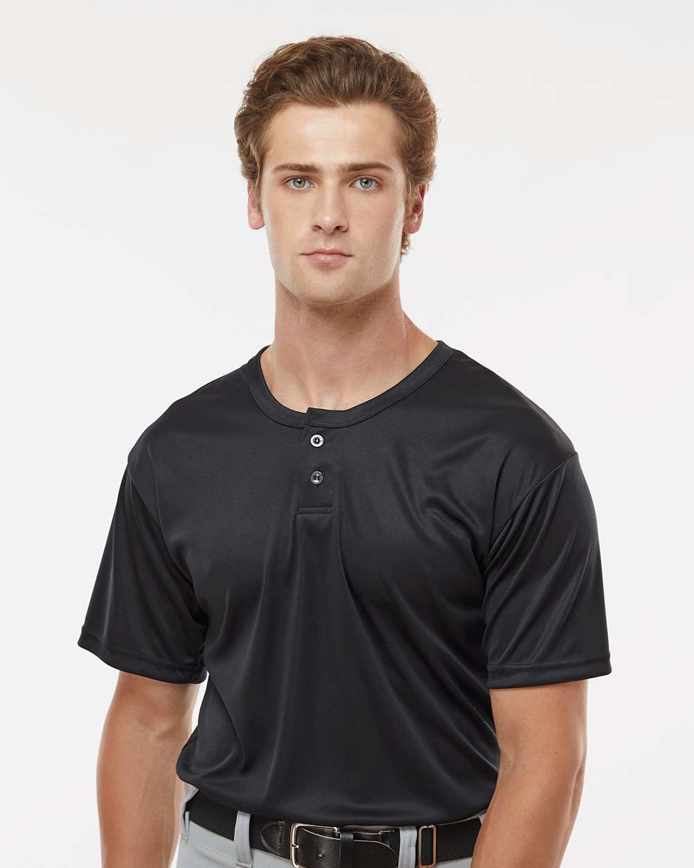 Men's B-Core Placket Jersey - OnModelFront - B03985503 - Black