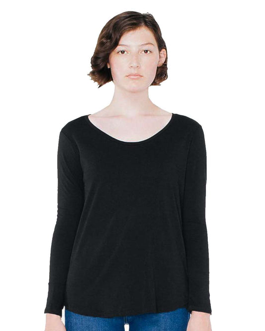 Women's Ultra Wash Long Sleeve Tee - Front - B67427502 - Black