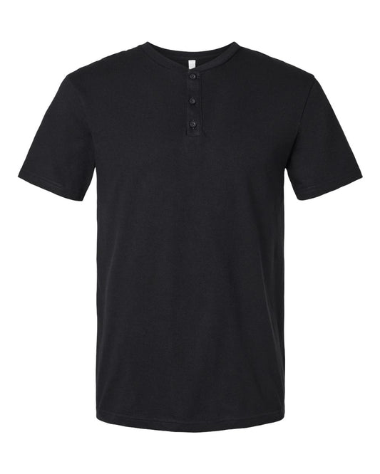 Unisex CVC Henley Tee - Front - B03227503 - Black
