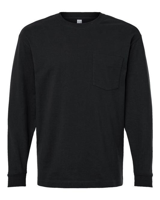 Super Heavyweight Long Sleeve Pocket Tee - Front - B03527503 - Black
