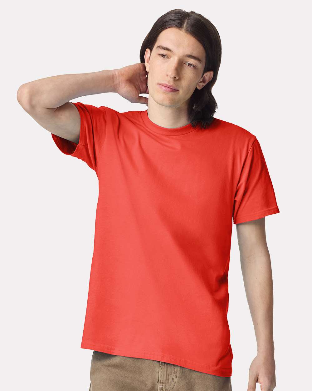Fine Jersey Tee - OnModelFront - B00127083 - Coral
