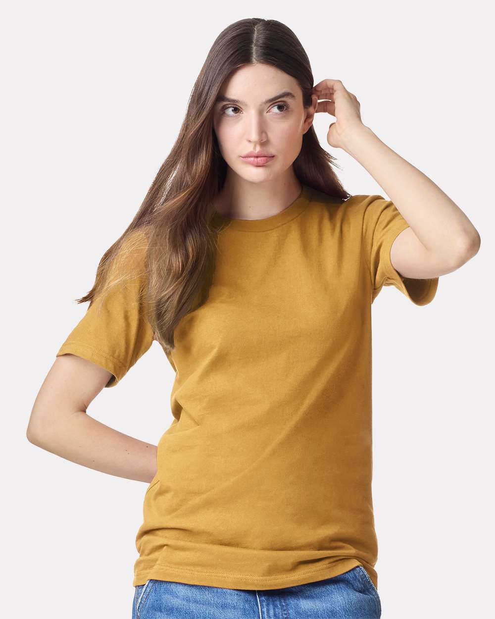 Fine Jersey Tee - OnModelFront - B00127293 - Mustard