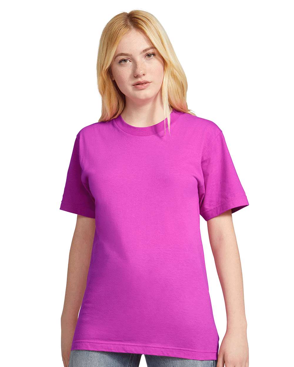 Fine Jersey Tee - OnModelFront - B00127963 - Super Pink