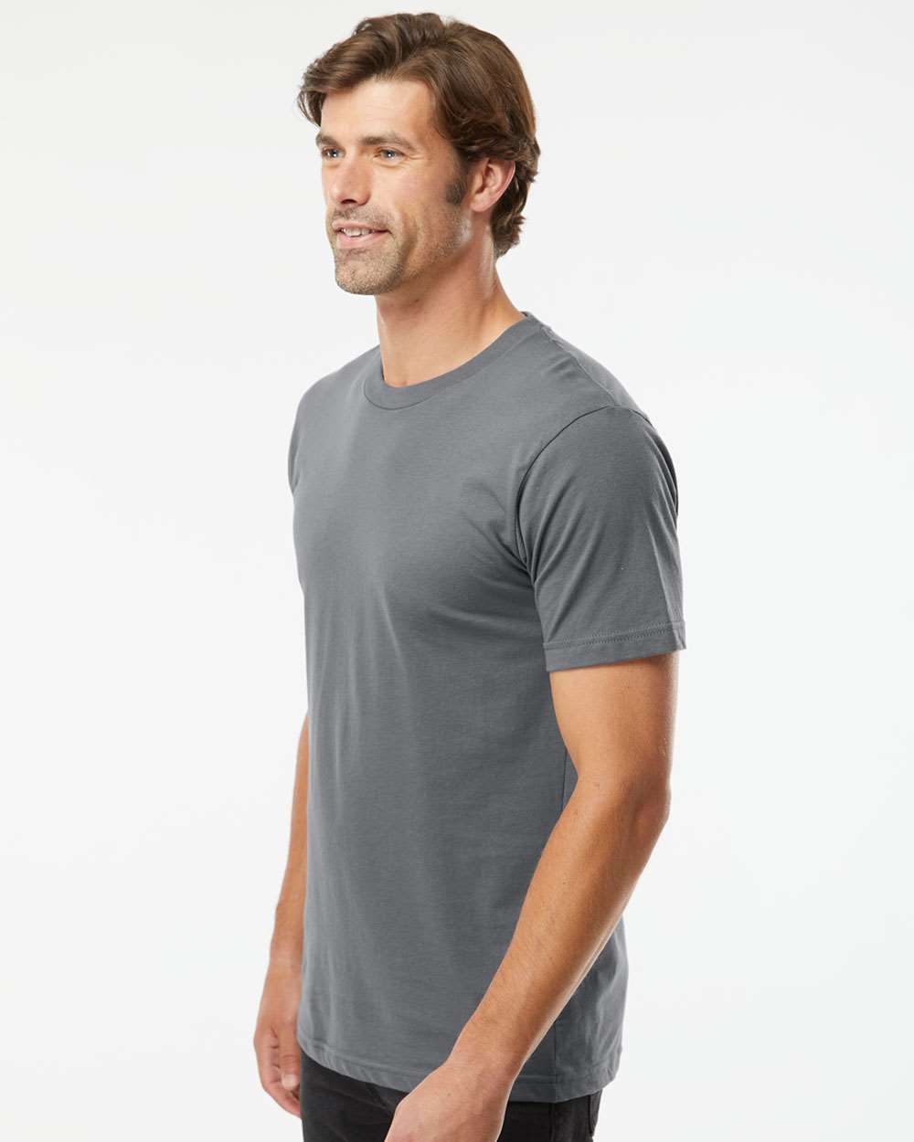 Fine Jersey Tee - OnModelSide - B00127092 - Asphalt