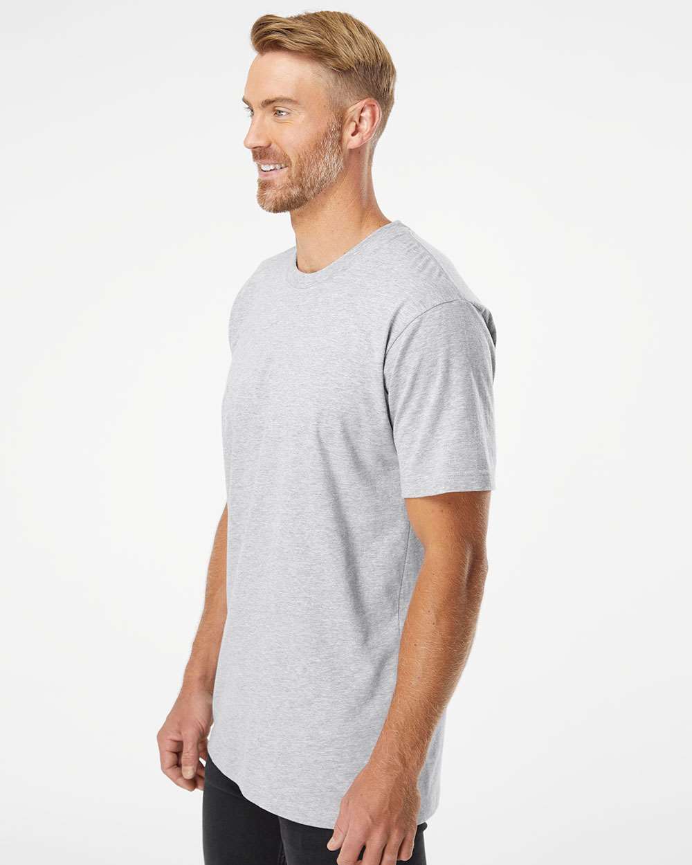 Fine Jersey Tee - OnModelSide - B00127582 - Heather Grey