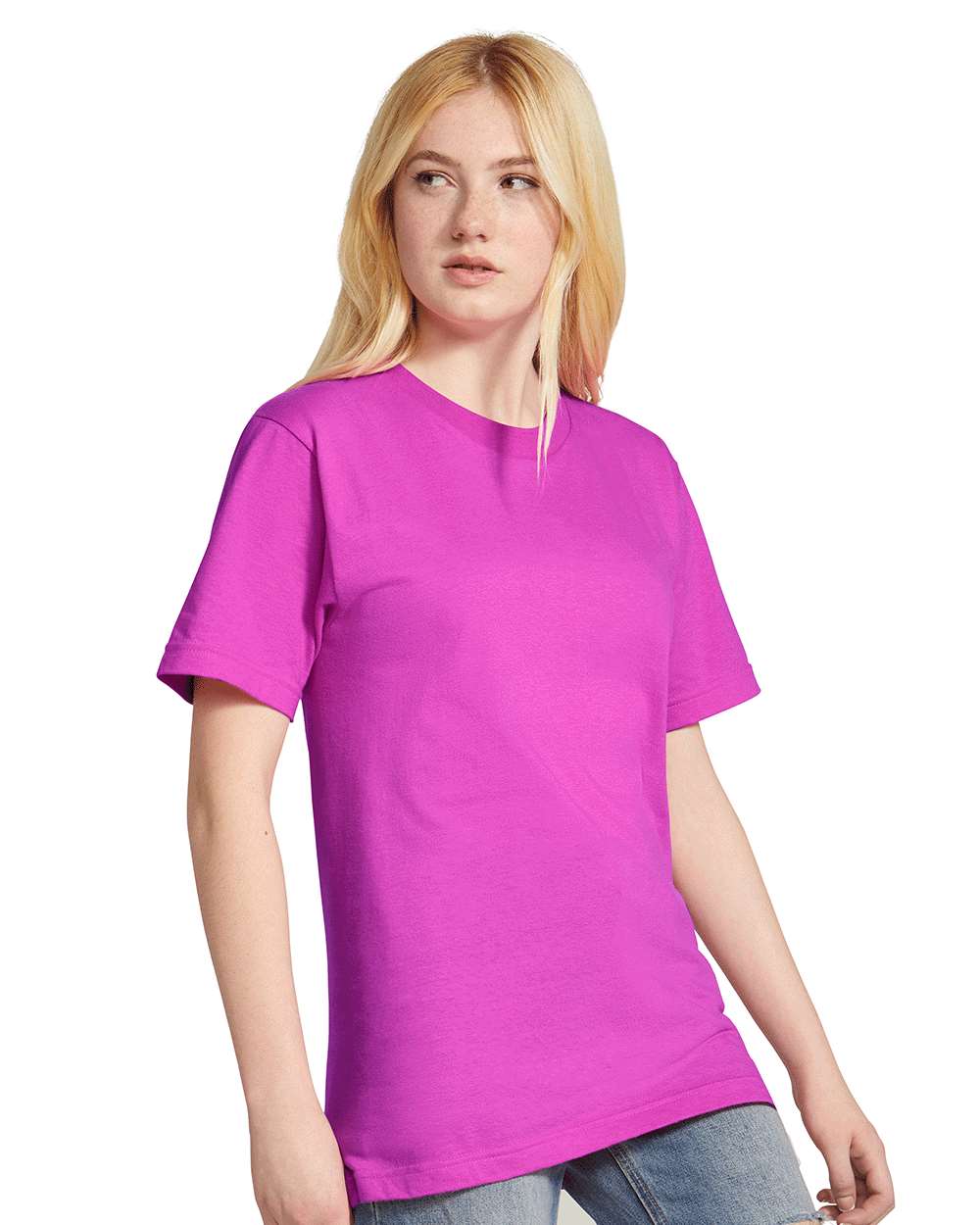 Fine Jersey Tee - OnModelSide - B00127963 - Super Pink
