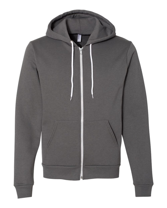 Unisex USA-Made Flex Fleece Full-Zip Hoodie - Front - B00227091 - Asphalt