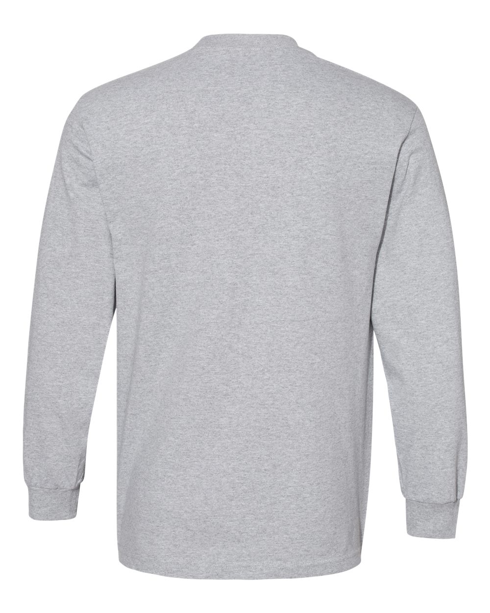 Unisex Heavyweight Cotton Long Sleeve Tee - Back - B13027093 - Heather Grey