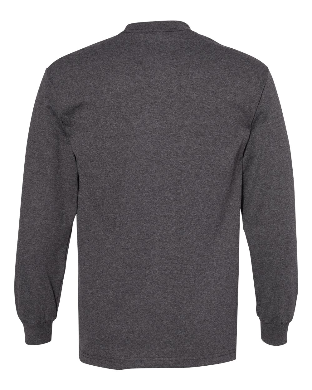 Unisex Heavyweight Cotton Long Sleeve Tee - Back - B13027103 - Heather Charcoal