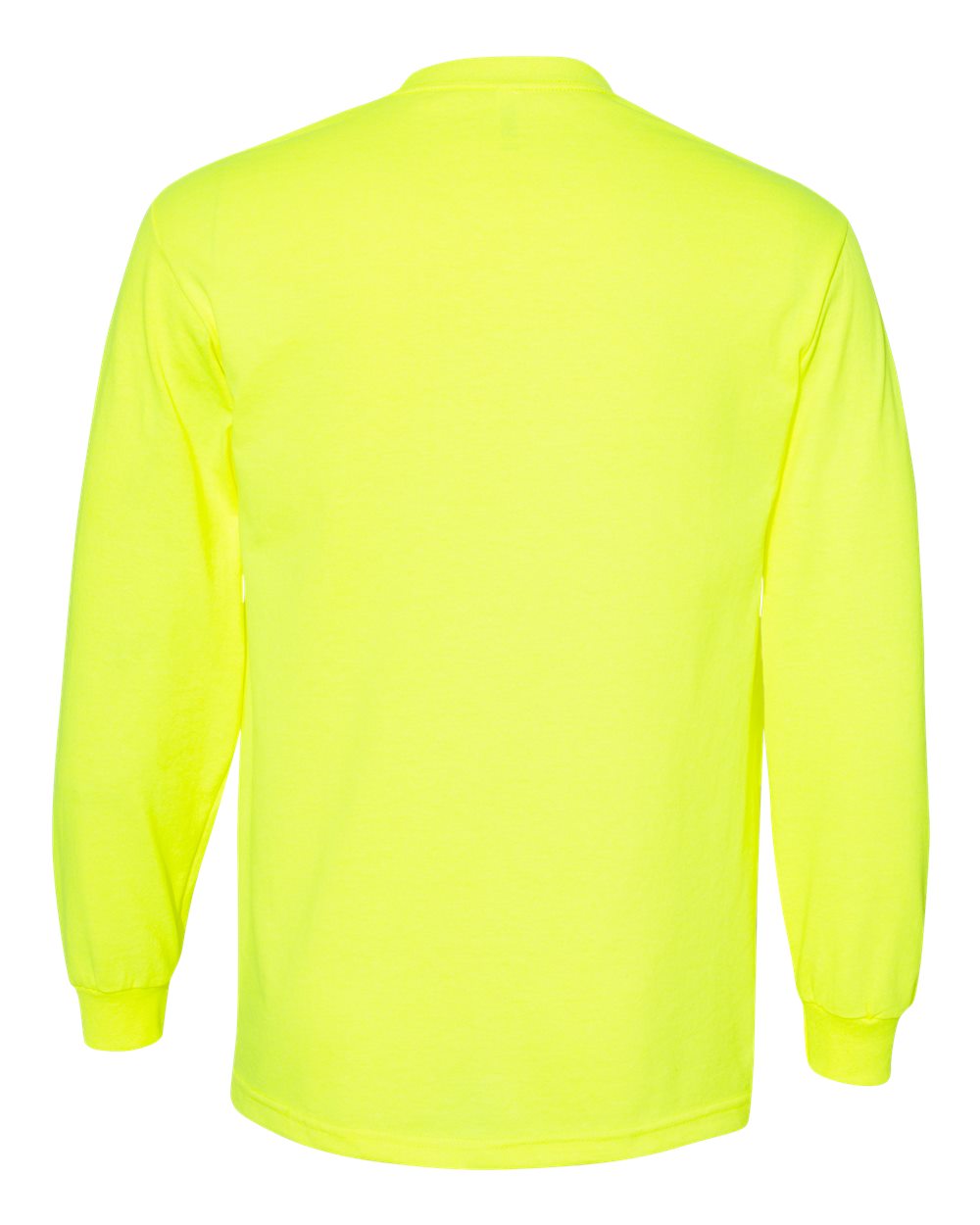 Unisex Heavyweight Cotton Long Sleeve Tee - Back - B13027158 - Safety Green
