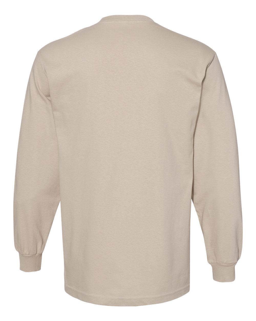 Unisex Heavyweight Cotton Long Sleeve Tee - Back - B13027243 - Sand