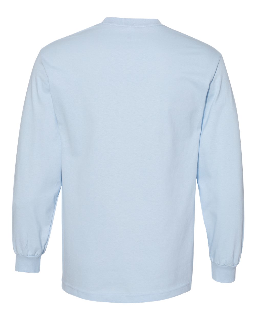 Unisex Heavyweight Cotton Long Sleeve Tee - Back - B13027257 - Powder Blue