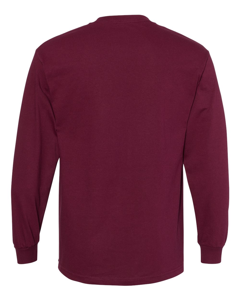 Unisex Heavyweight Cotton Long Sleeve Tee - Back - B13027533 - Burgundy