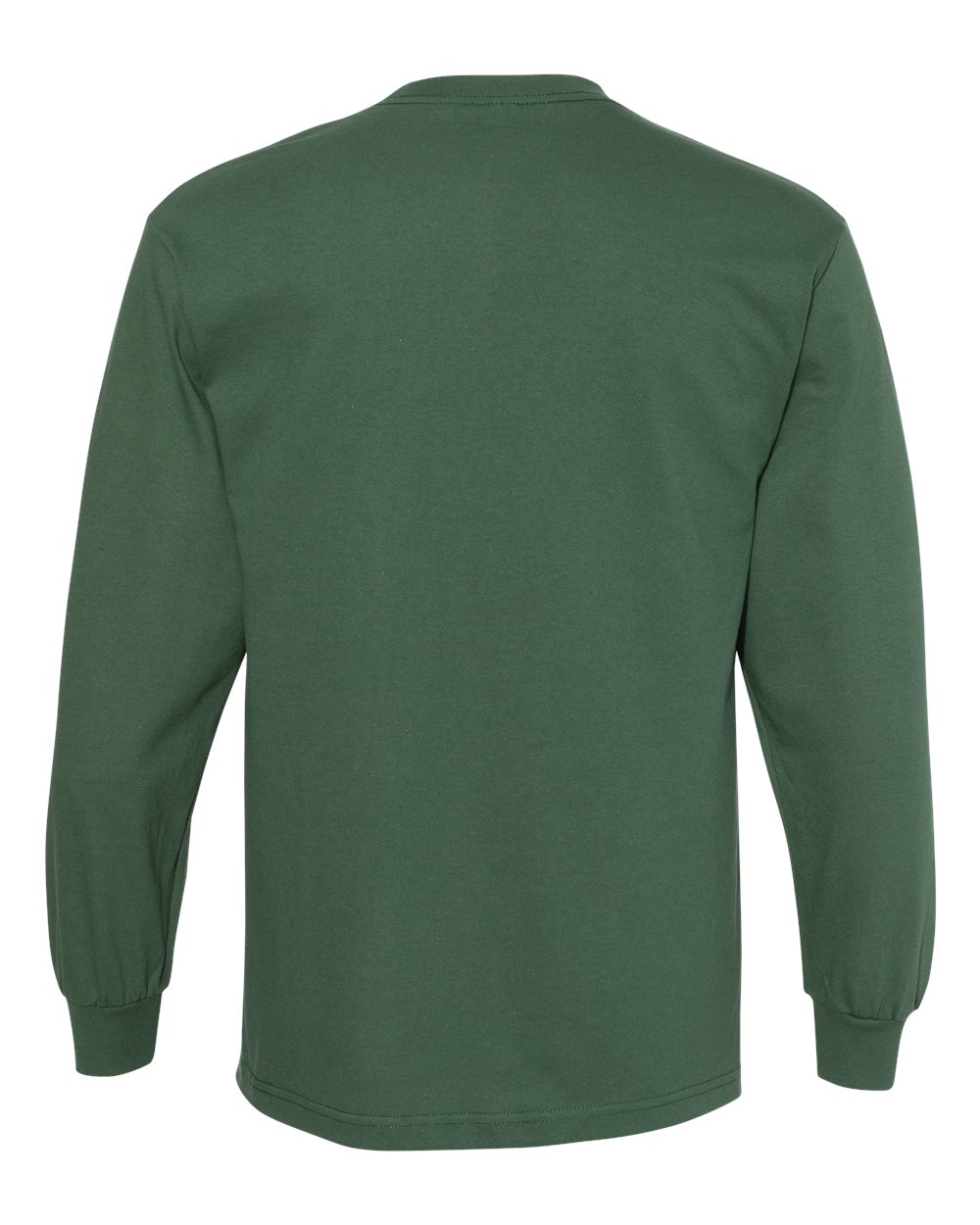Unisex Heavyweight Cotton Long Sleeve Tee - Back - B13027548 - Forest