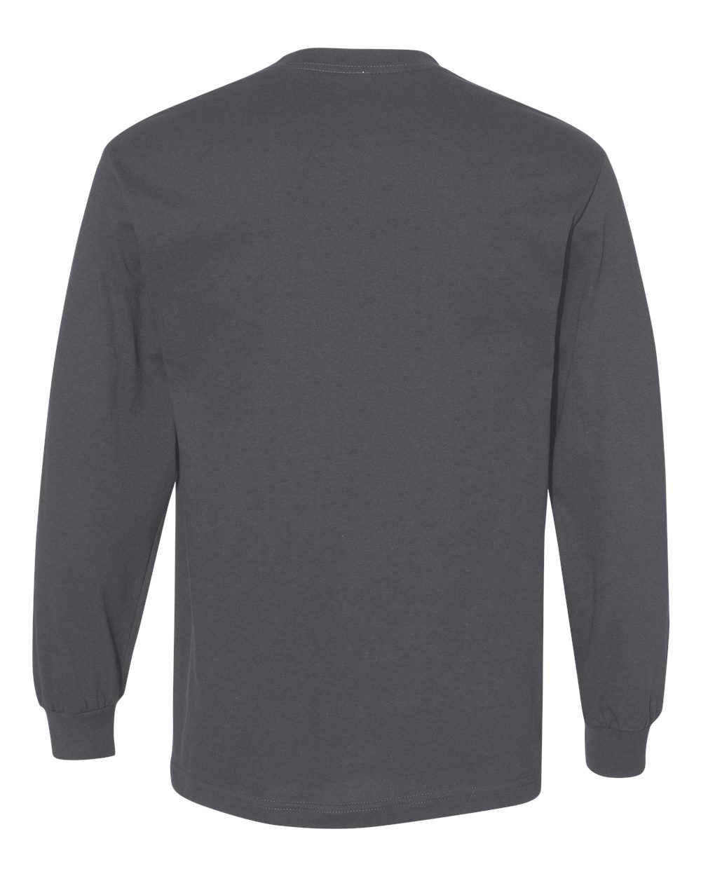 Unisex Heavyweight Cotton Long Sleeve Tee - Back - B13027583 - Charcoal