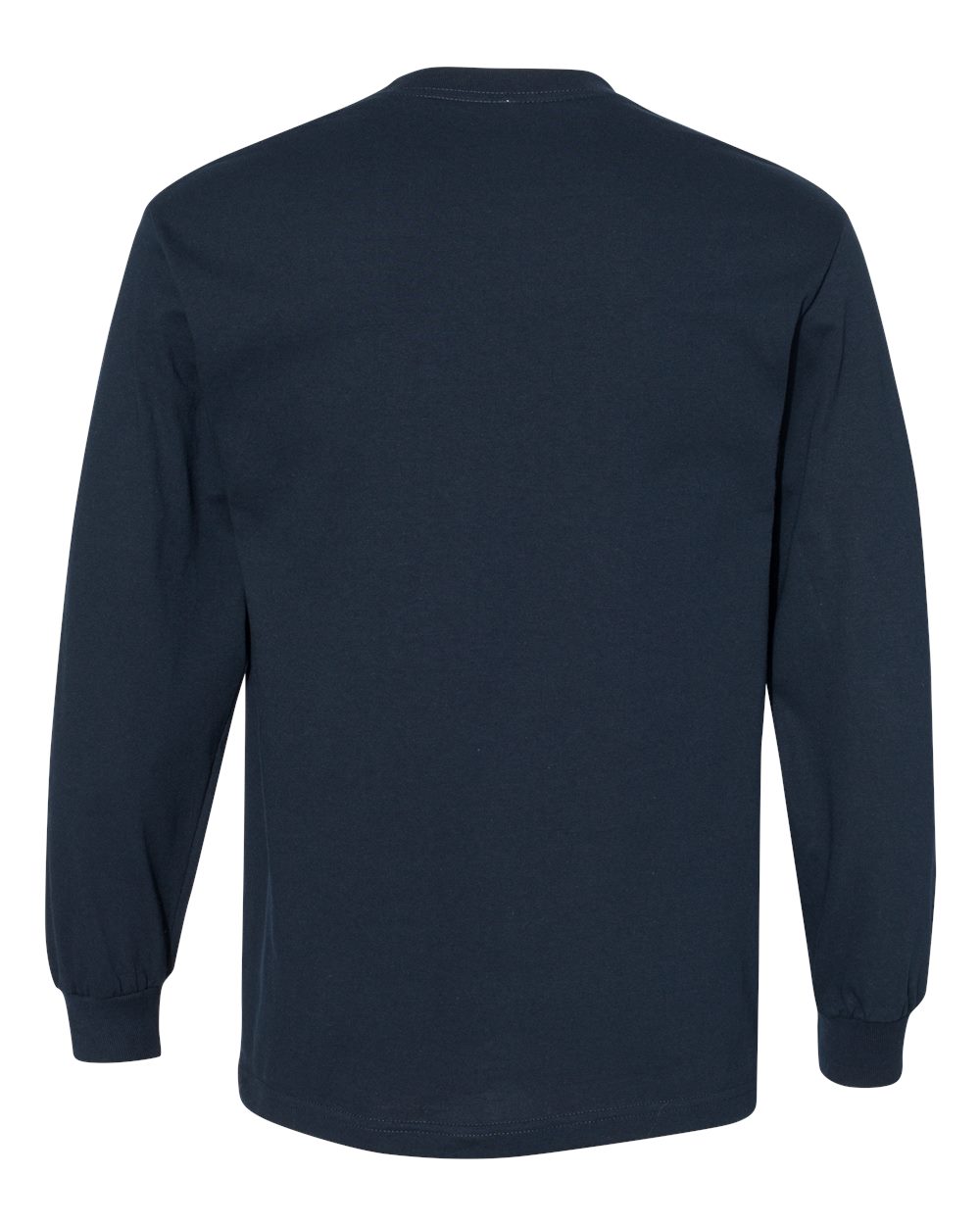 Unisex Heavyweight Cotton Long Sleeve Tee - Back - B13027653 - True Navy