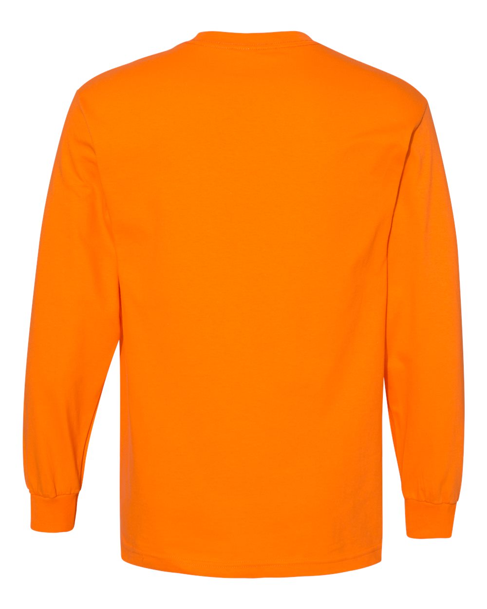 Unisex Heavyweight Cotton Long Sleeve Tee - Back - B13027663 - Orange