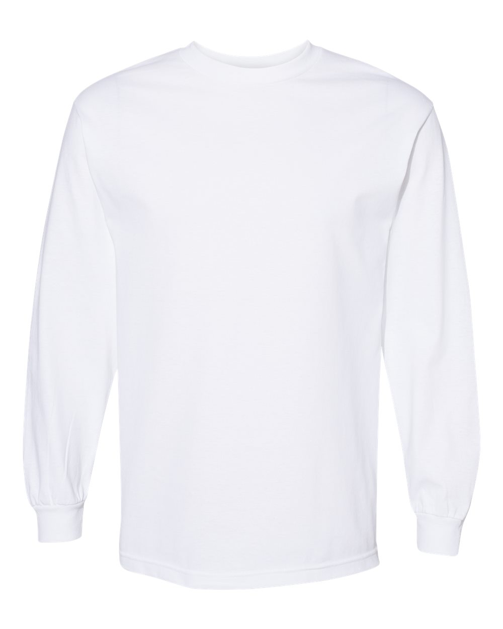 Unisex Heavyweight Cotton Long Sleeve Tee - Front - B13027003 - White