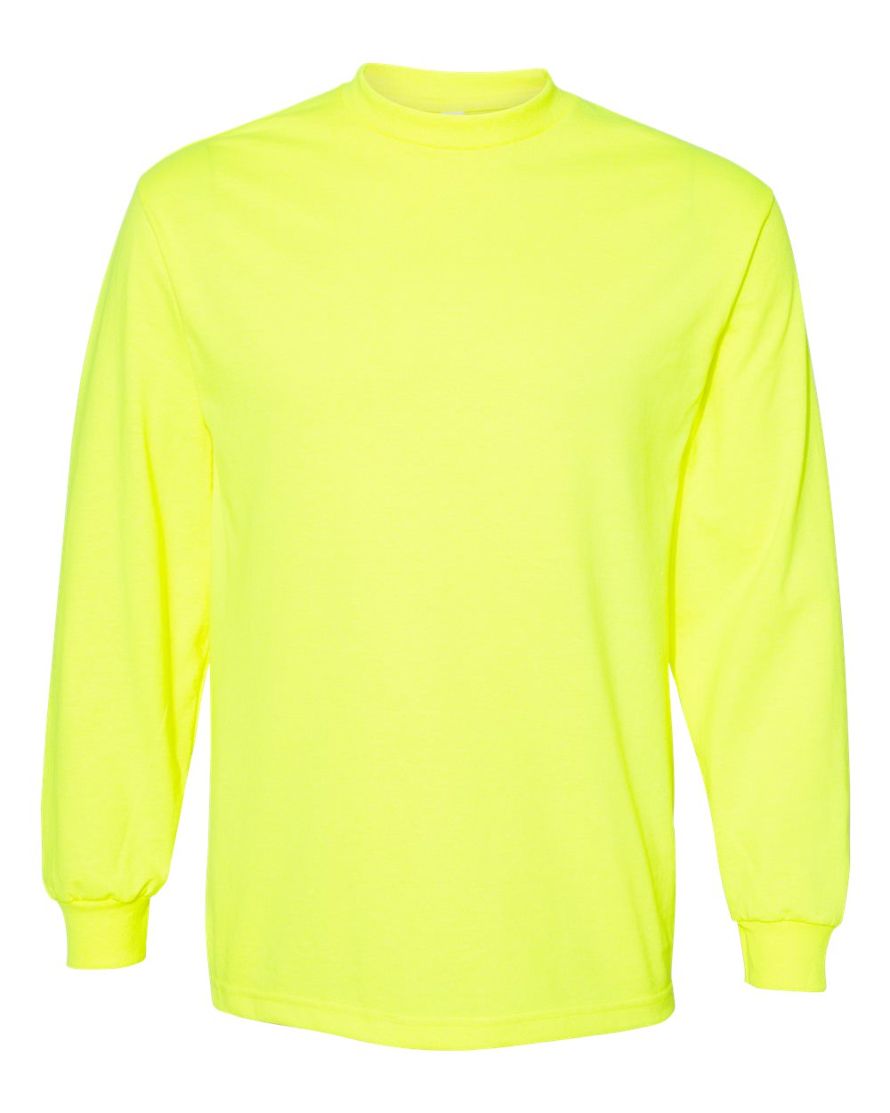 Unisex Heavyweight Cotton Long Sleeve Tee - Front - B13027158 - Safety Green