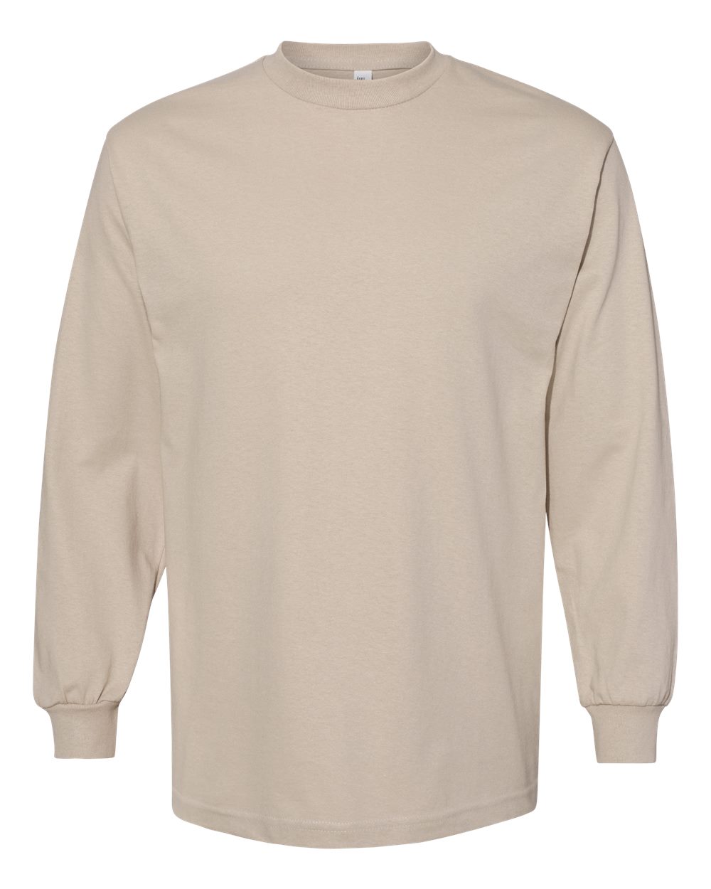 Unisex Heavyweight Cotton Long Sleeve Tee - Front - B13027243 - Sand