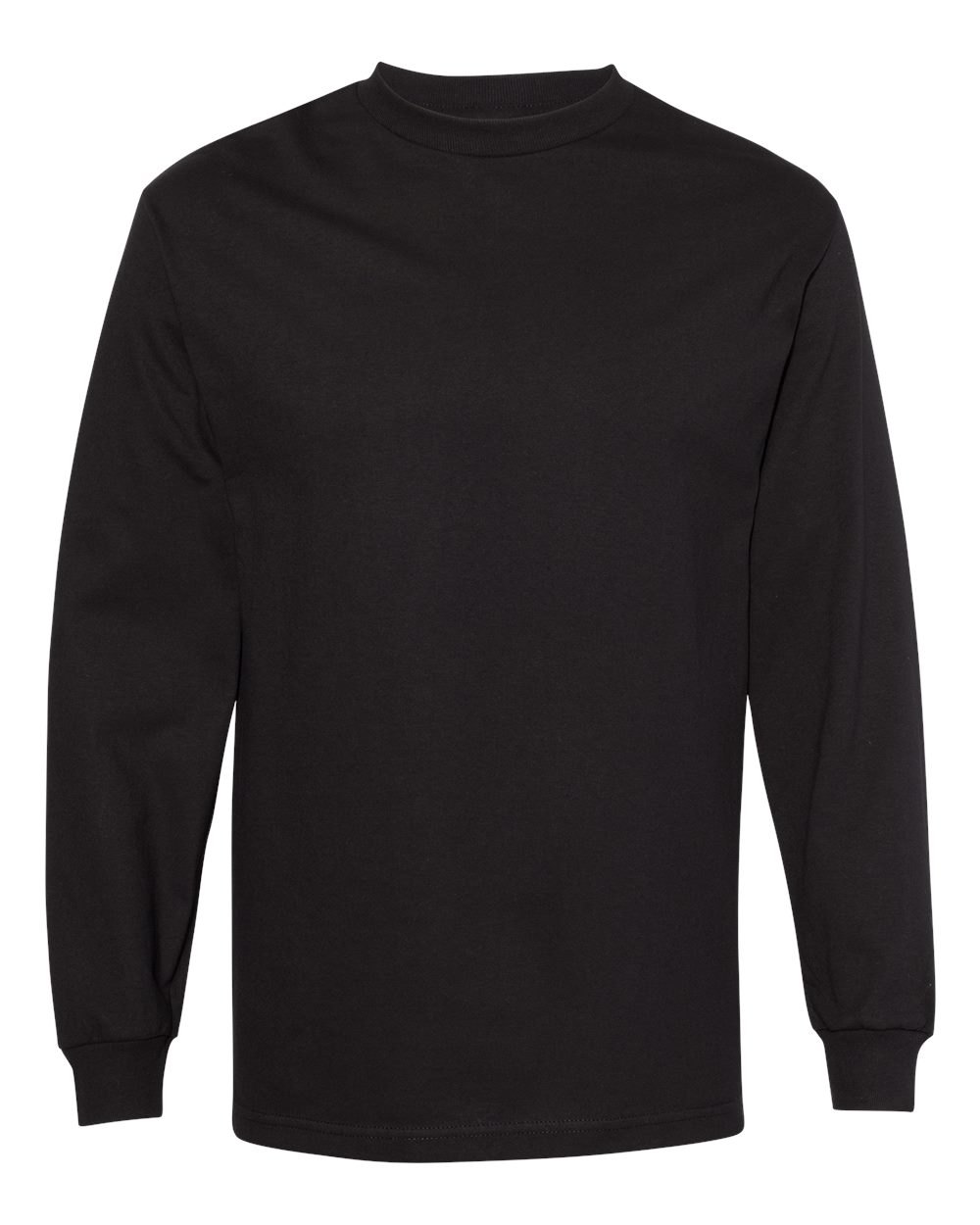 Unisex Heavyweight Cotton Long Sleeve Tee - Front - B13027503 - Black