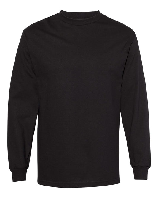 Unisex Heavyweight Cotton Long Sleeve Tee - Front - B13027503 - Black
