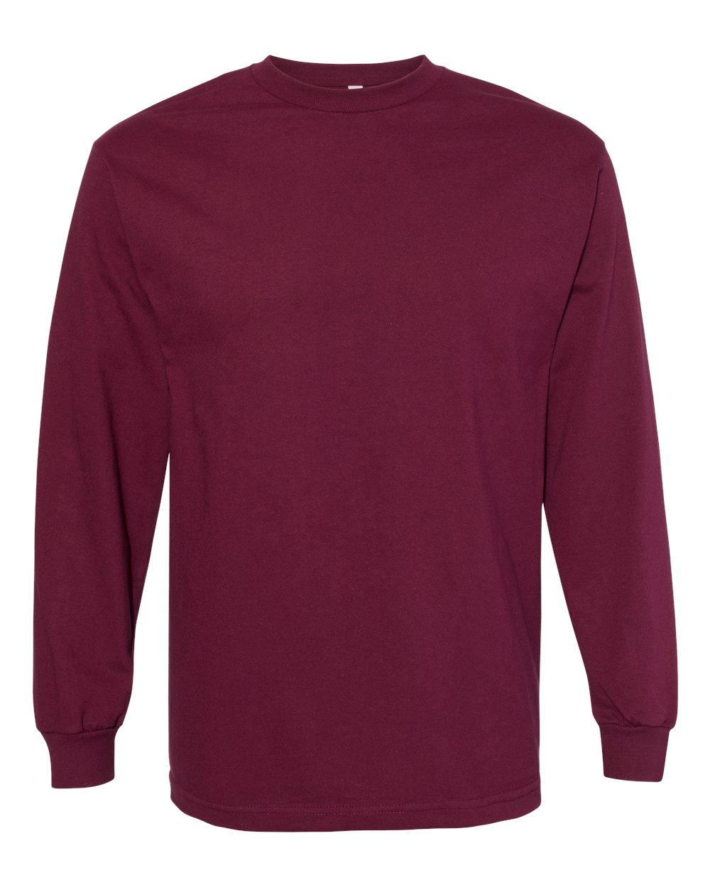 Unisex Heavyweight Cotton Long Sleeve Tee - Front - B13027533 - Burgundy