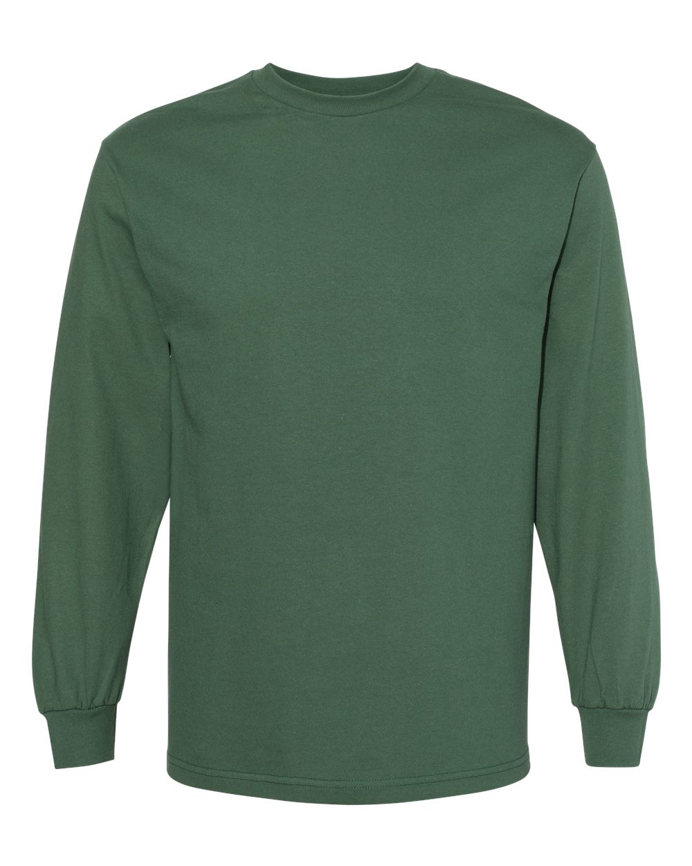 Unisex Heavyweight Cotton Long Sleeve Tee - Front - B13027548 - Forest