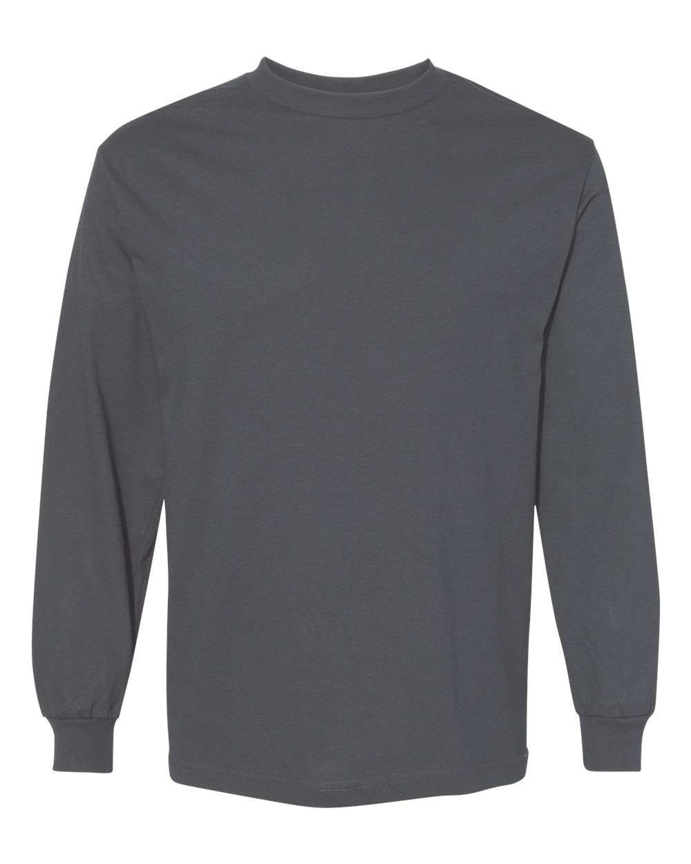 Unisex Heavyweight Cotton Long Sleeve Tee - Front - B13027583 - Charcoal